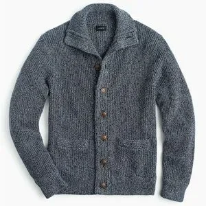 Marled cotton mockneck cardigan sweater deals